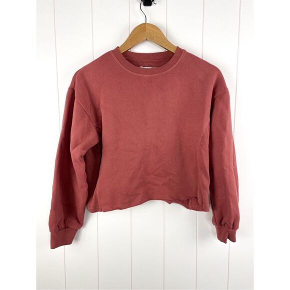 Stradivarius Fall Colored Cropped Crewneck Fleece Sweatshirt Size M - Picture 1 of 7